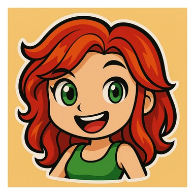 Make both of the girl's eyes open, keeping the original chibi stickers cartoon style and quality. sticker