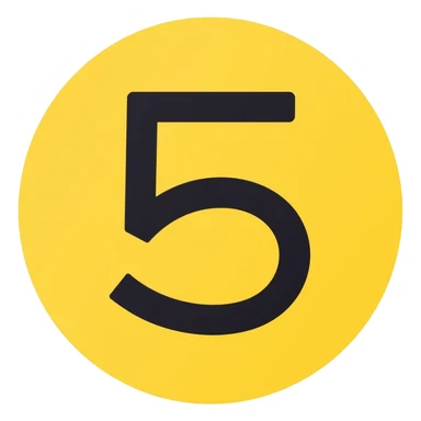 Number 5 on a yellow volumetric background sticker