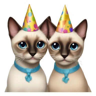two  siamese cats at a birthday party sticker