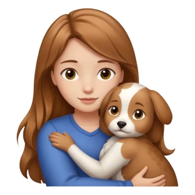 Chica castaña clara con su mascota sticker