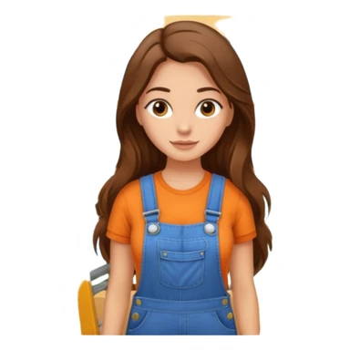 beautiful girl with long brown hair constructing new lounge room sticker