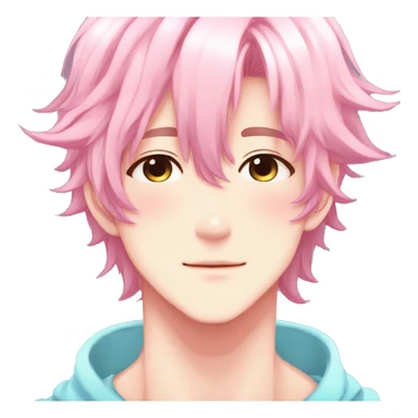 Gorgeous colorful shiny romantic pastel anime style shojo man with blushing face aesthetic and pretty hair trending style sticker