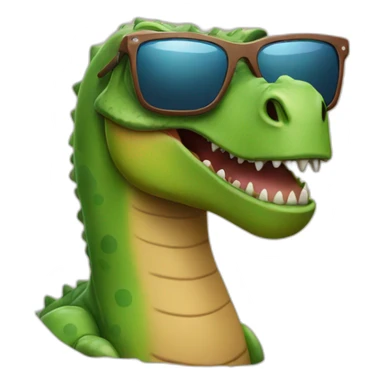 A dinosaur with sunglasses sticker