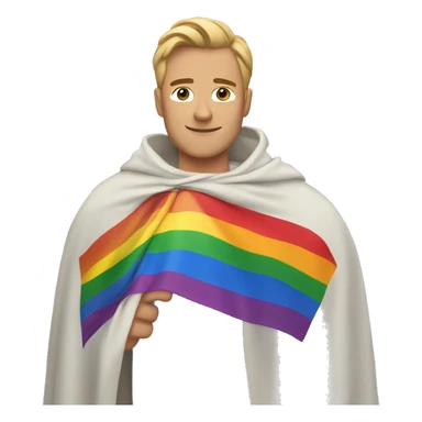David wearing pride flag cape sticker
