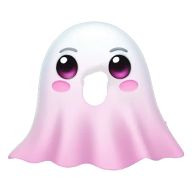 Ghost, many floating pink hearts, she wears a bow on her head sticker
