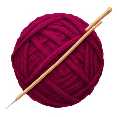 burgundy ball of thread with knitting needles sticker
