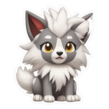 Kawaii Chibi Poochyena-Lycanroc-Pokémon Full Body sticker