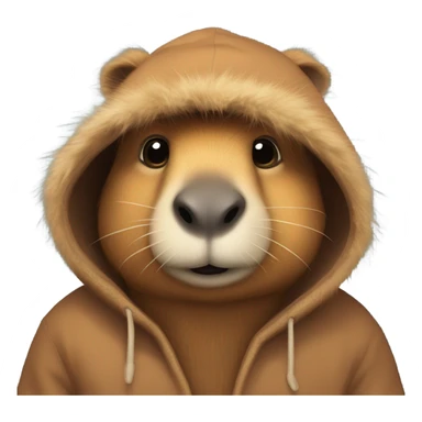 Capybara wearing a bear hoodie sticker
