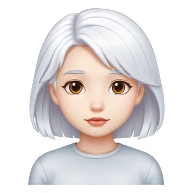 A cute girl wHo have a white hair sticker