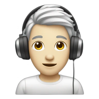 small hair white skin tone person listening to music  sticker