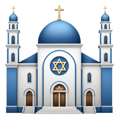 reform jewish synagogue similar in architecture to historical churches in milano (pretty and magnificent), white in color, in ios emoji style sticker