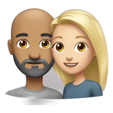 bald with dark grey beard with joung blonde girl sticker