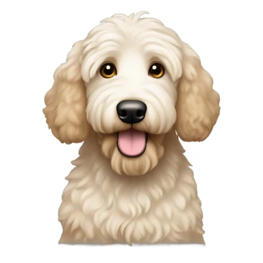 White goldendoodle light brown around eyes and ears sticker