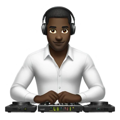 dark-skinned male in white shirt djing  sticker