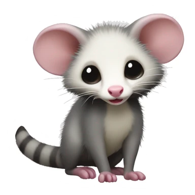 an opossum emoji facing the side and showing its body, legs and tail sticker