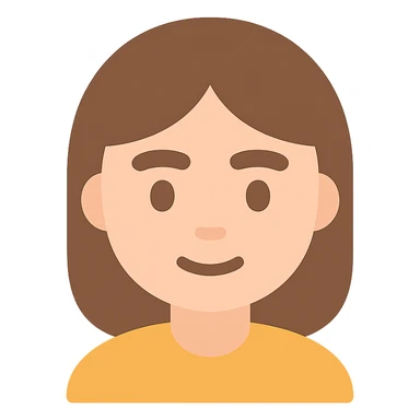 girl with brown hair and thick eyebrows, color icon sticker