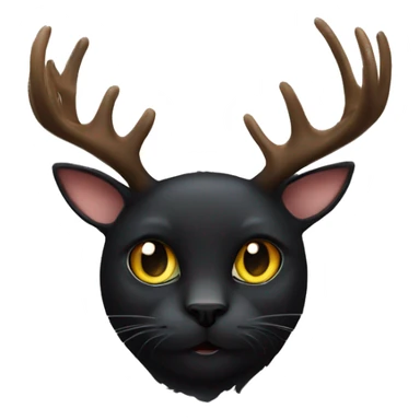 all black cat with moose antlers sticker