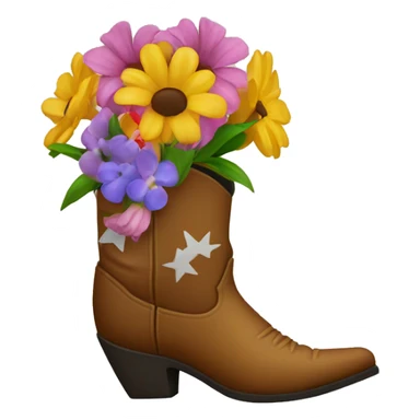 A cowboy boot with a bouquet of flowers in it sticker
