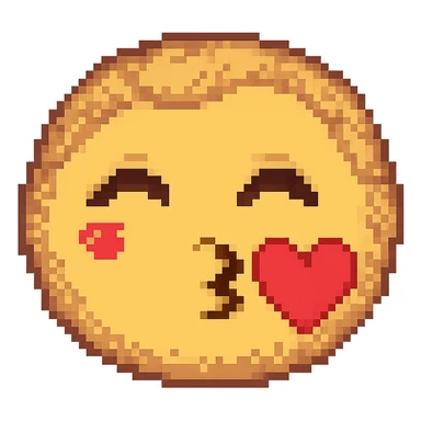 Add a red heart to the kissing emoji with eyes closed, keep the background transparent, maintain the emoji style and details. sticker