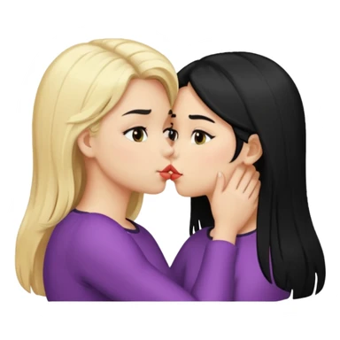 Blond girl and black hair girl kissing sticker