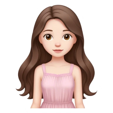 beautiful pale brunette girl with long hair in a light pink summer dress sticker