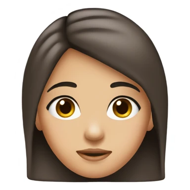 A girl with dark brown hair, middle length. A little bit of acne on the cheeks. Rosy cheeks. Thin eyebrows  sticker