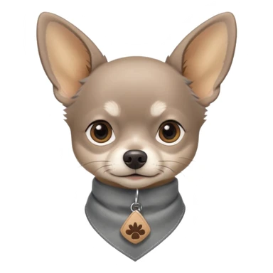 Make a Gray Chihuahua wearing a earthy tone bandana around the neck with the logo TCO on the bandana sticker