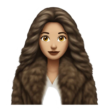 Beautiful Woman Realistic long hair brunette Mob wife big brown fur coat  sticker