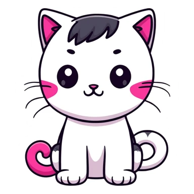 emo kitty, heartbroken, black and pink accents sticker
