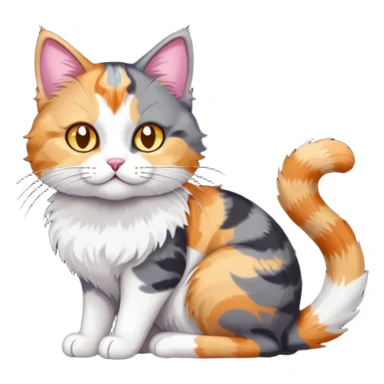 full body colourful light patched calico + white tabby cat cuddling a big dark grey and white tabby cat  sticker