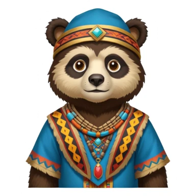 Spectacled bear in Cusco Inca attire with the Manco Capac costume which is with coroca and Inca sticker