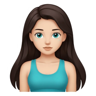 Forever Nenaa with long dark brown hair, cyan crop top sticker