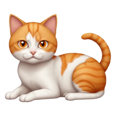 full body angry tiny short hair ginger and white cat with orange eyes lying down sticker