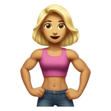 Girl flexing muscle sticker