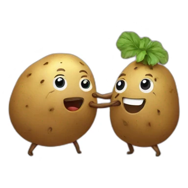 Potato and brinjal playing tug of war sticker