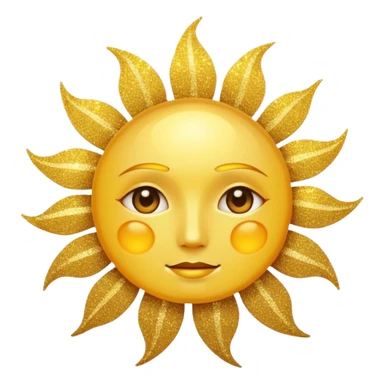 sun in 2d golden glitter in colour without face sticker