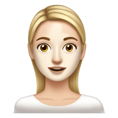 White girl with freackles doing skincare mask sticker