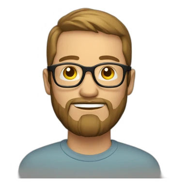 man with beard, round transparent glasses and light brown hair sticker