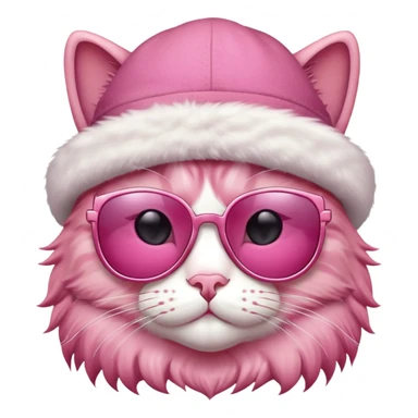 pink cat wearing sunglasses and hat sticker
