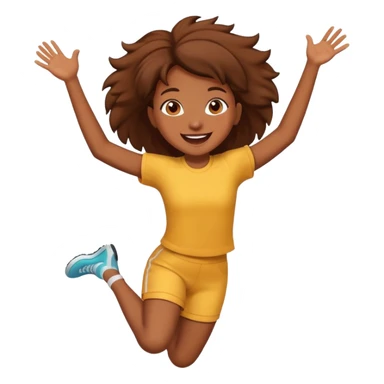 Brown skin girl happy jumping in joy sticker