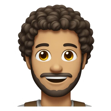 Brunette man with curly hair and beard and broad shoulders smiling  sticker