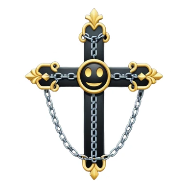 Ein christen kreuz schön verziert mit ketten aber nur in schwarz als Emoji keine Farbe verwenden einzige Farbe schwarz sticker