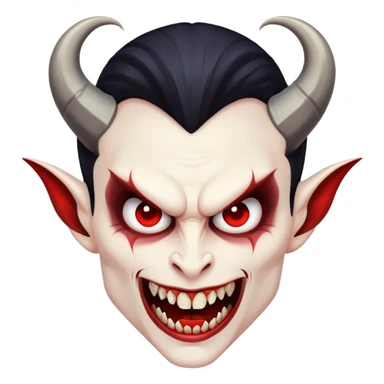Vampire with curved horns and fangs sticker