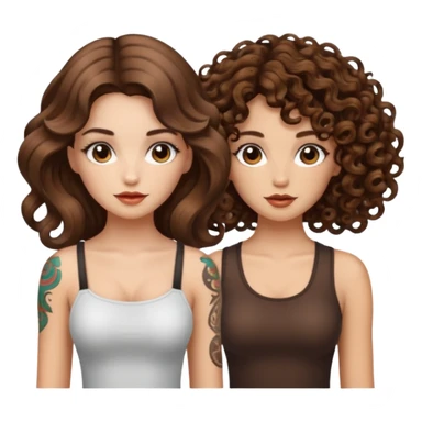 eureka mushroom — long wavy brown hair tattooed woman and short tight curly brown hair woman — idea glow sticker