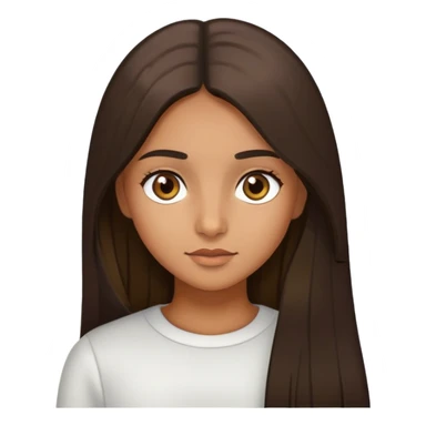 Girl with medium tan olive skin and medium dark brown  straight long hair and hazel eyes  sticker