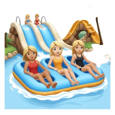 2 girls and 2 guys on the lazy river waterslide. 1 girl and 1 guy have blonde hair and 1 girl and 1 guy have brown. we are all very pale. 4 PEOPLE  sticker