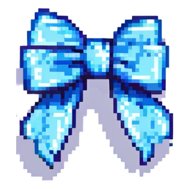 blue bow, shiny finish pixel art sticker