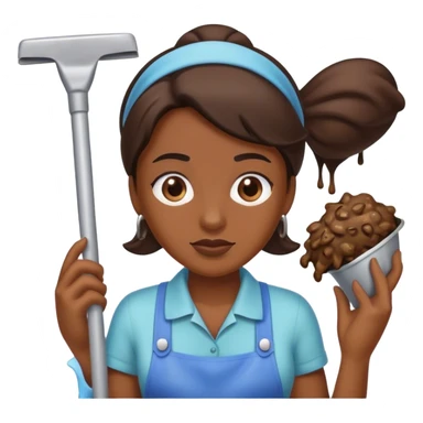 Cleaning lady covered in poop sticker