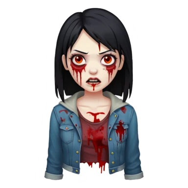 mulher zumbi cabelo liso preto sticker