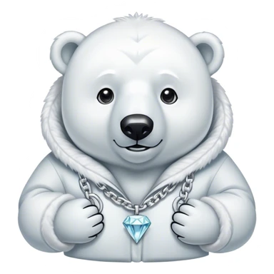 Polar bear wearing a parka with a diamond chain on sticker